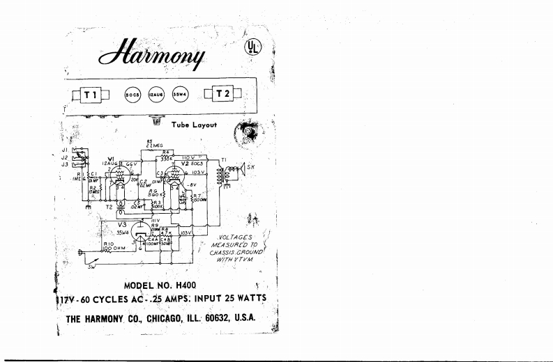 harmony_h400维修电器原理图说明书手册