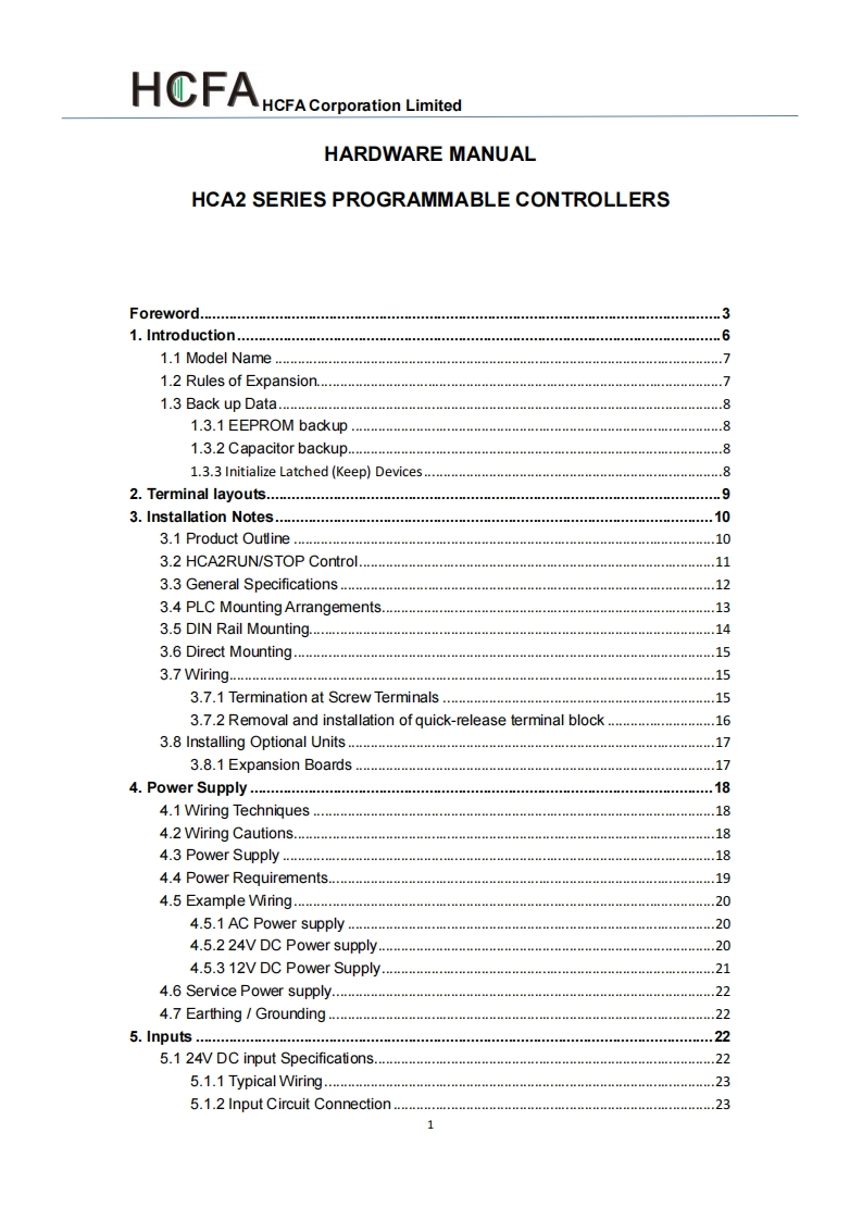 hcfa-hca2-硬件说明书手册-en