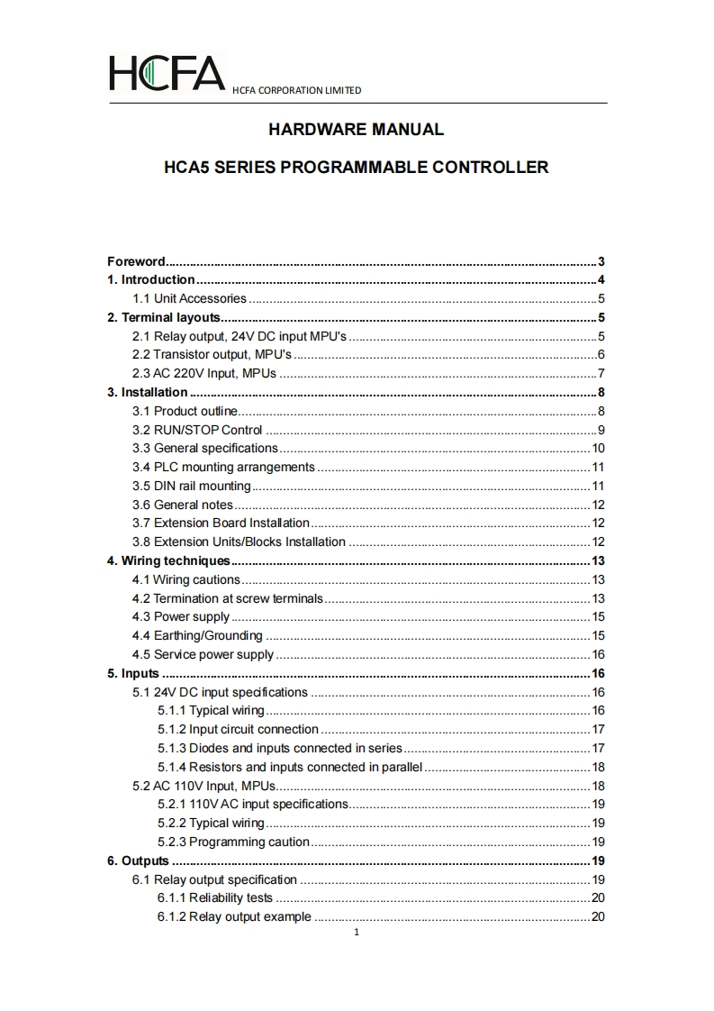 hcfa-hca5-硬件说明书手册-en
