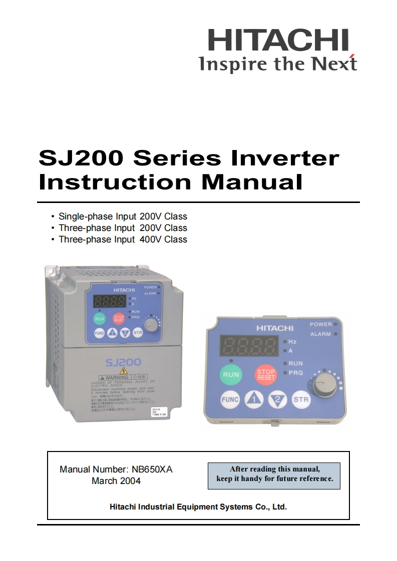 hitachi-sj200-安装操作说明书手册