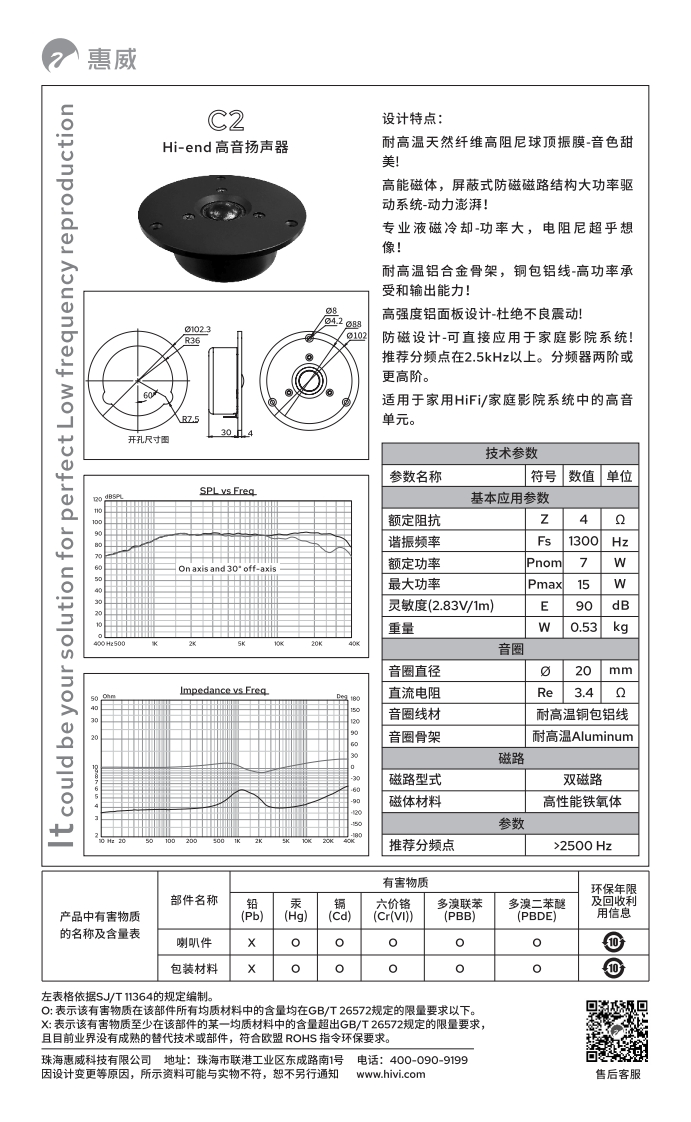 hivi惠威C2-使用说明书手册