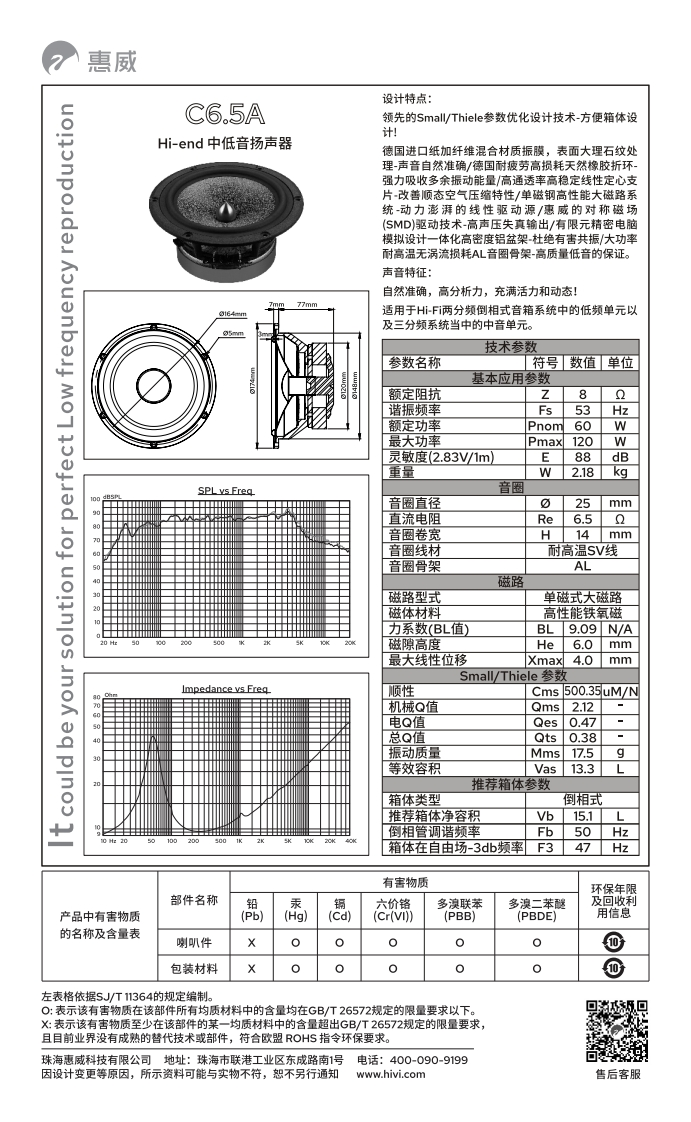 hivi惠威C6.5A-使用说明书手册