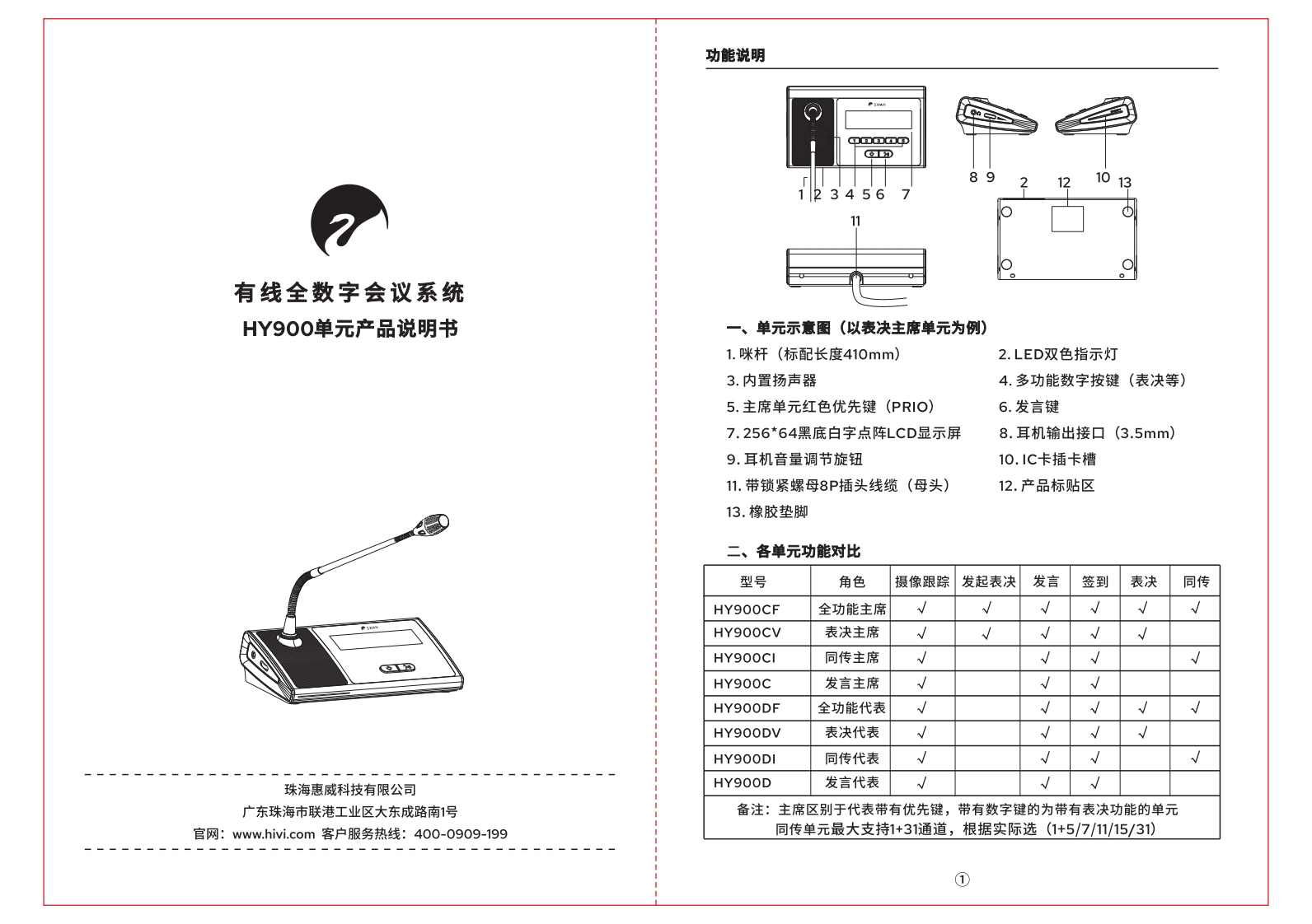 hivi惠威HY900单元【使用说明书手册】