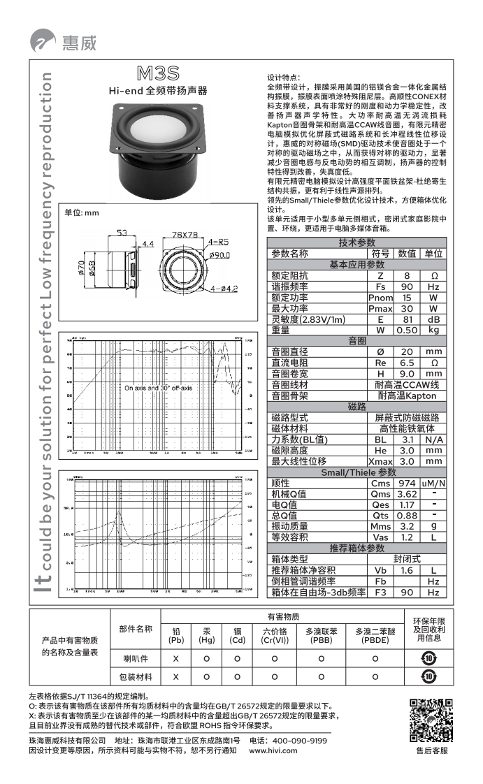 hivi惠威M3S-使用说明书手册