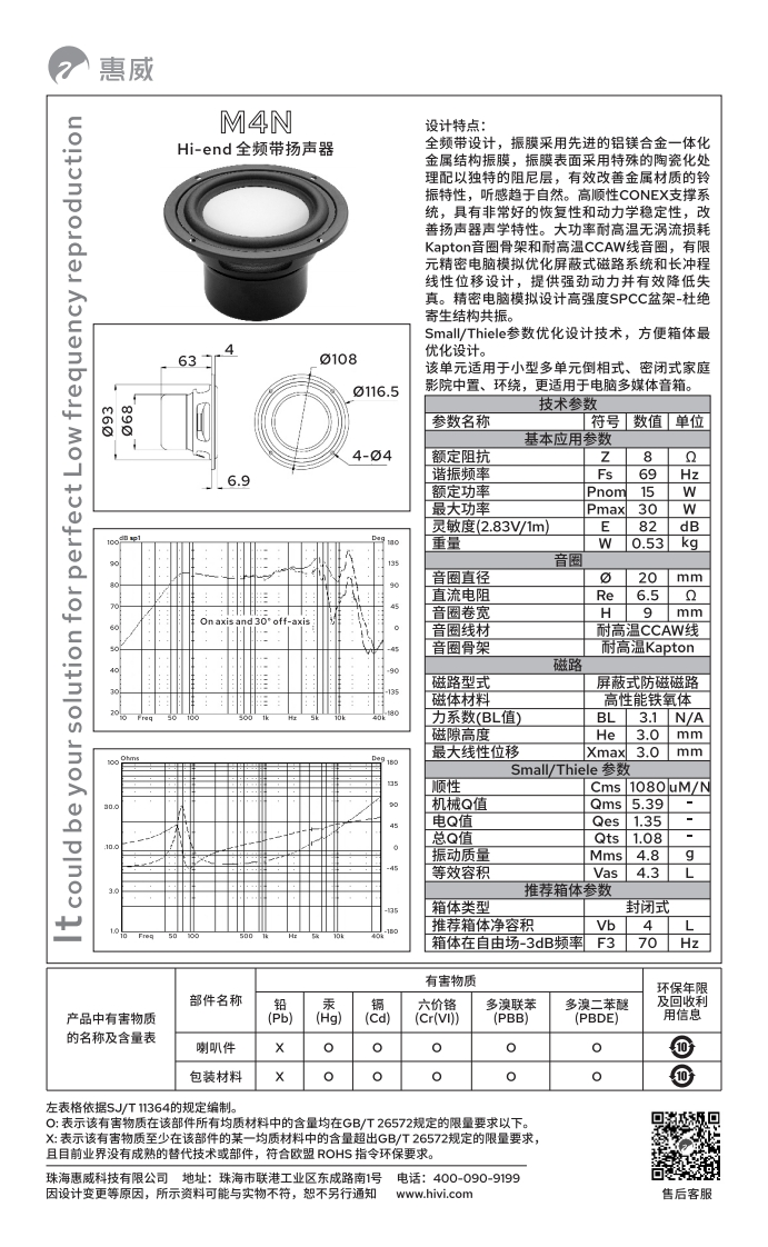hivi惠威M4N使用说明书手册