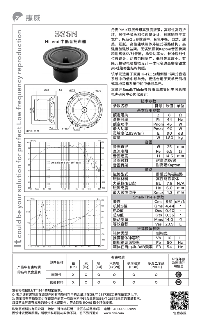 hivi惠威SS6N-使用说明书手册