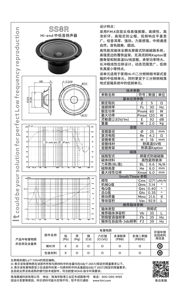 hivi惠威SS8R-使用说明书手册