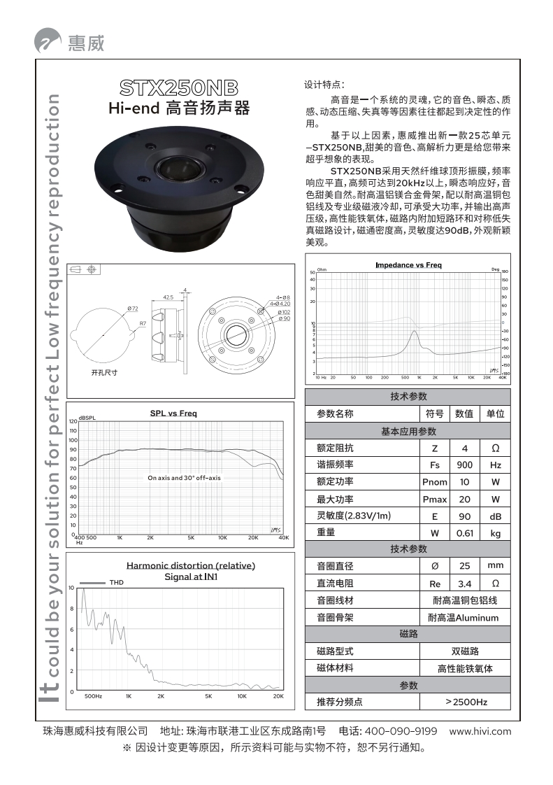 hivi惠威STX250NB-使用说明书手册