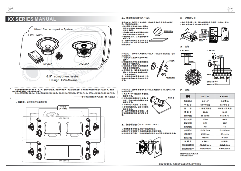 hivi惠威惠威汽车音响KX-160KX-160C使用说明书手册(A版)