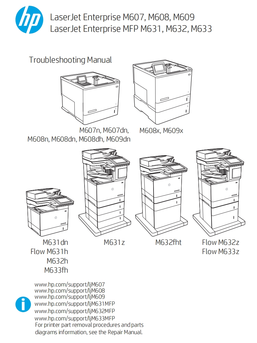 hp-lj-m607-m608-m609-m631mfp-m632mfp-633mfp-troubleshooting-manual打印机维修与故障处理手册-找手册网