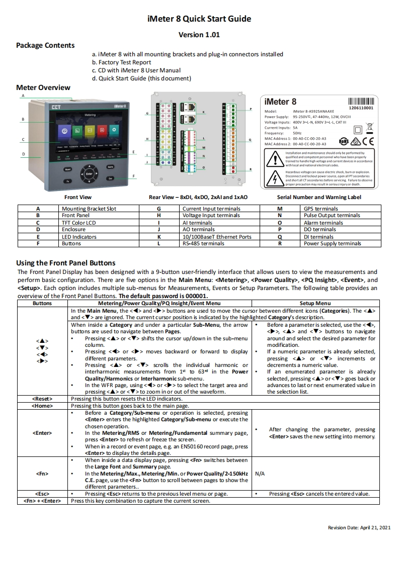 iMeter8快速操作说明书手册V1.01(20210421)