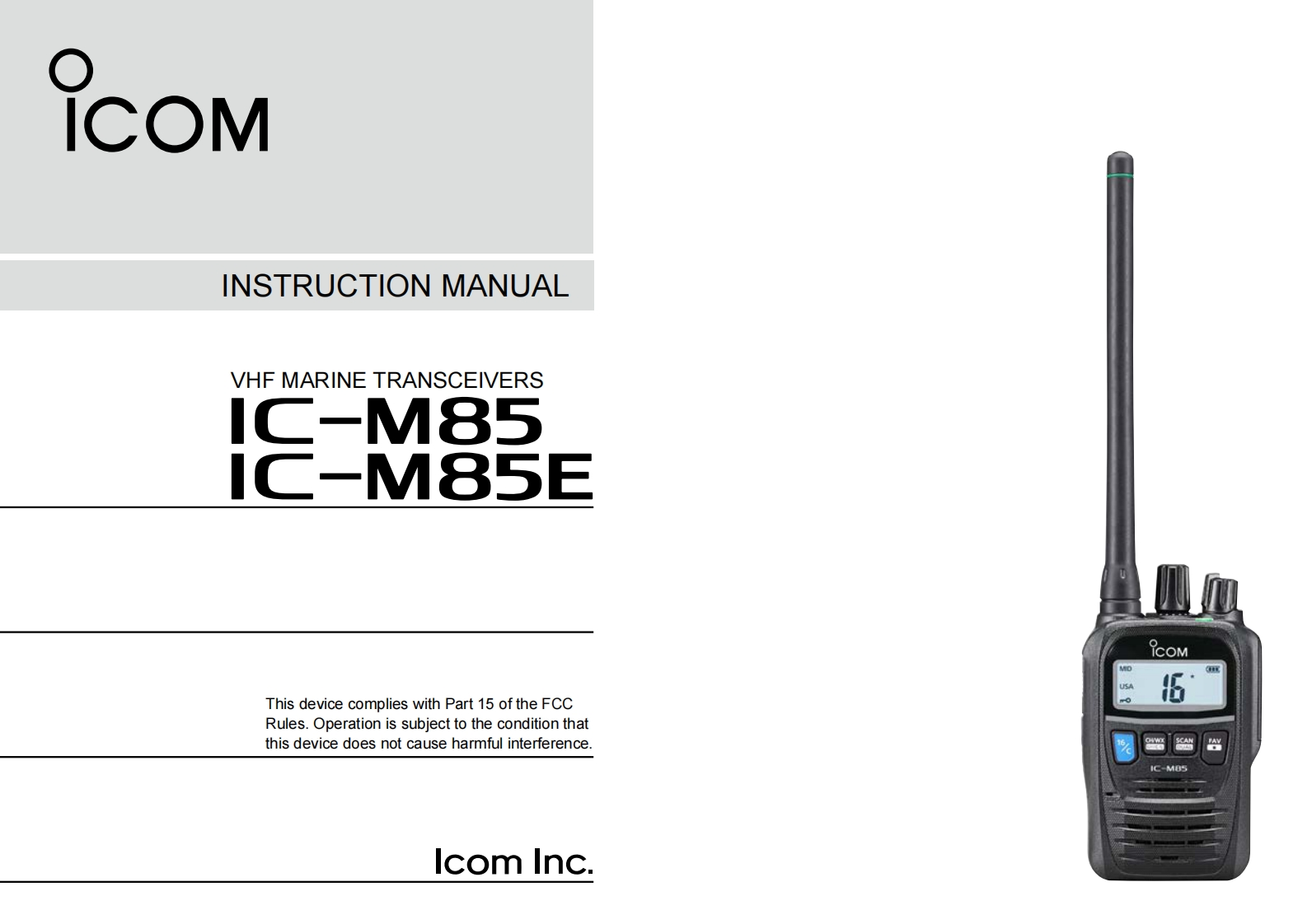 icom-ic-m85-user-guide操作说明书手册