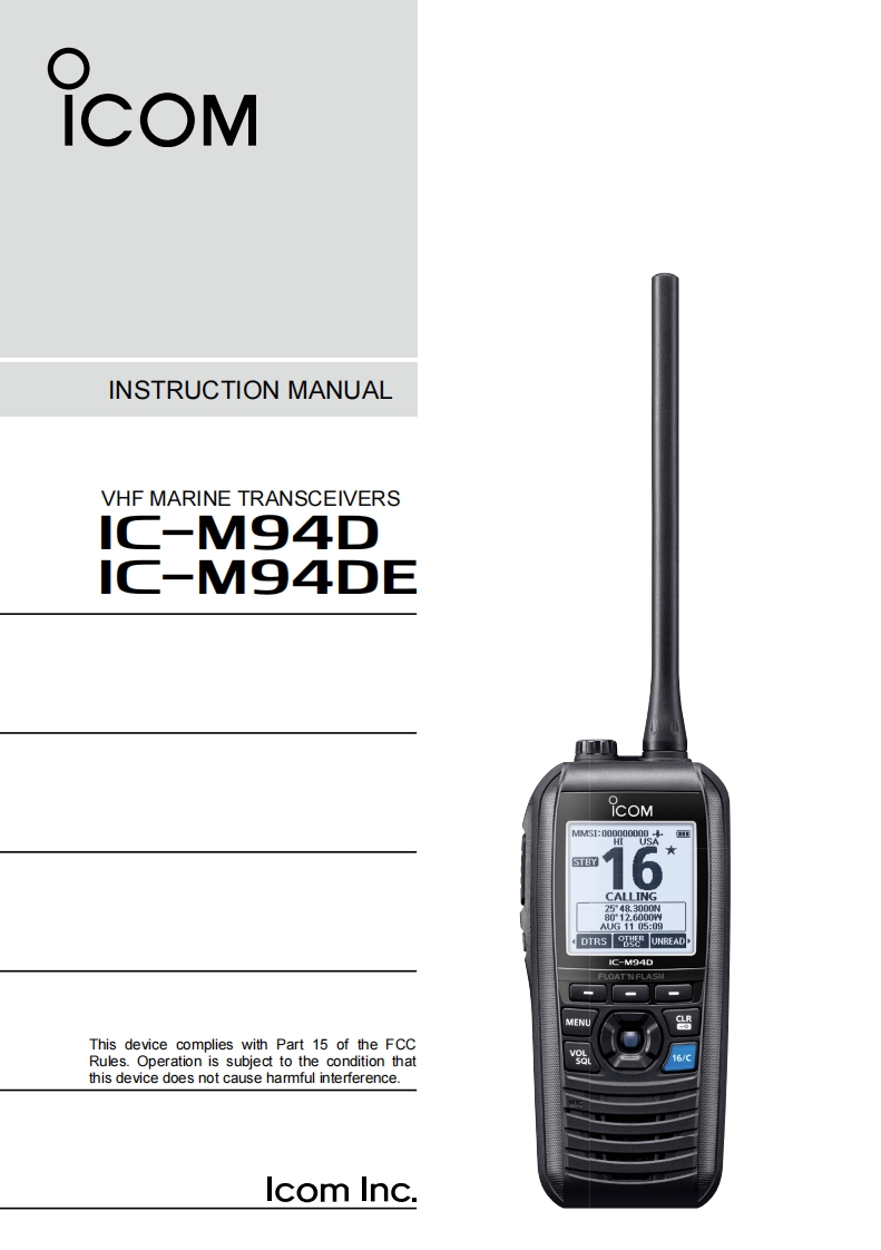 icom-ic-m94de-vhf-marine-transceiver-操作说明书手册