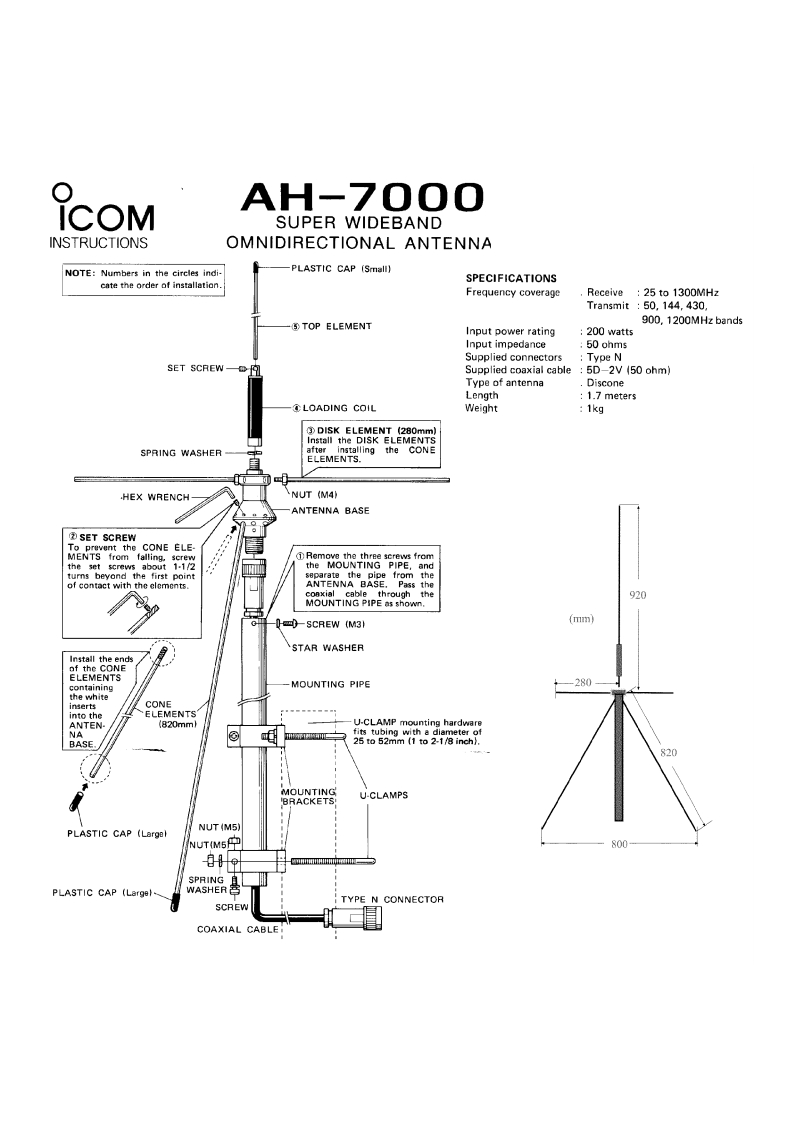 icom_ah7000_使用说明书手册