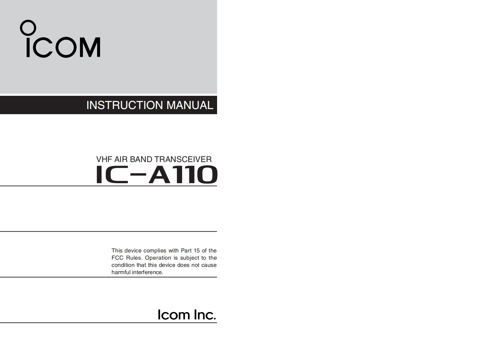icom_ica110_使用说明书手册_v1999