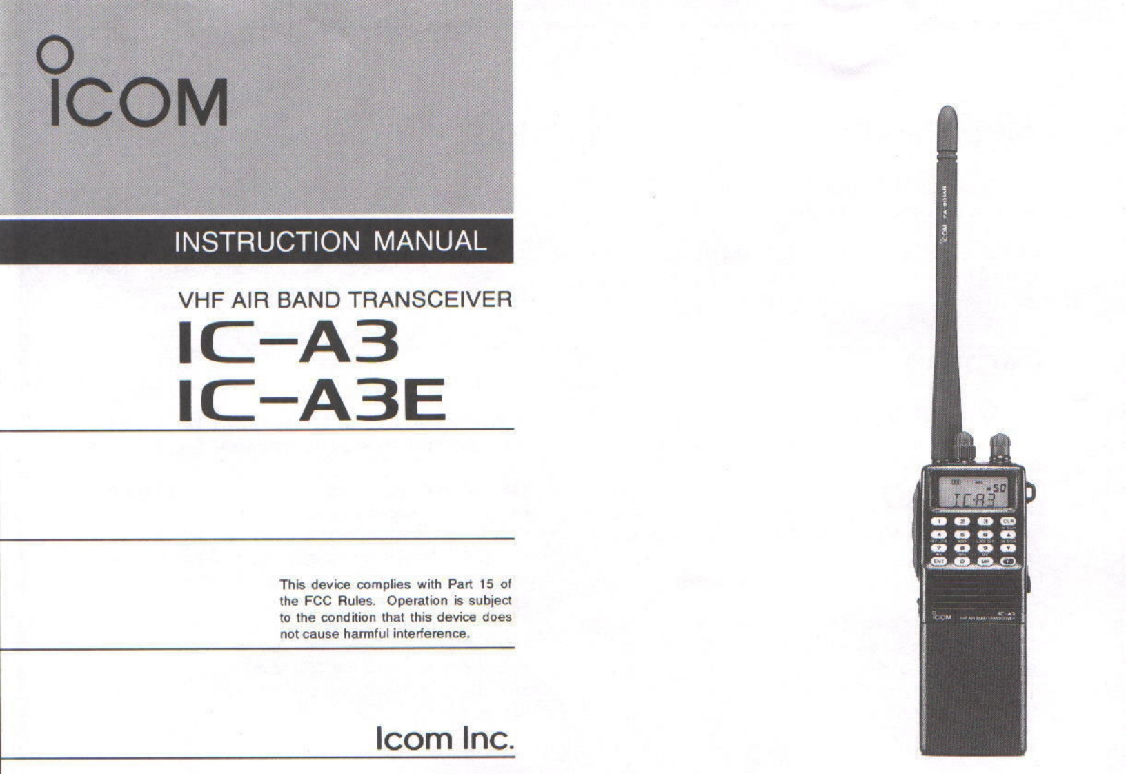 icom_ica3-a3e_使用说明书手册