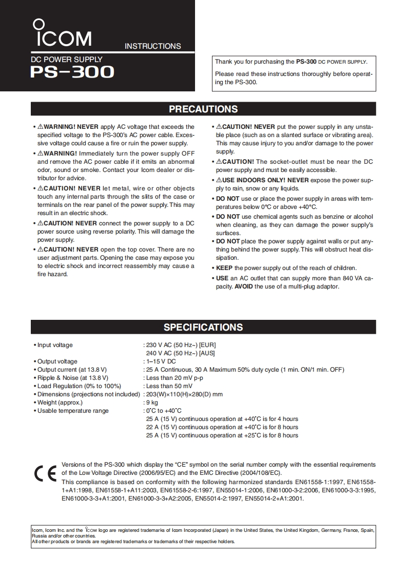 icom_ps300_使用说明书手册