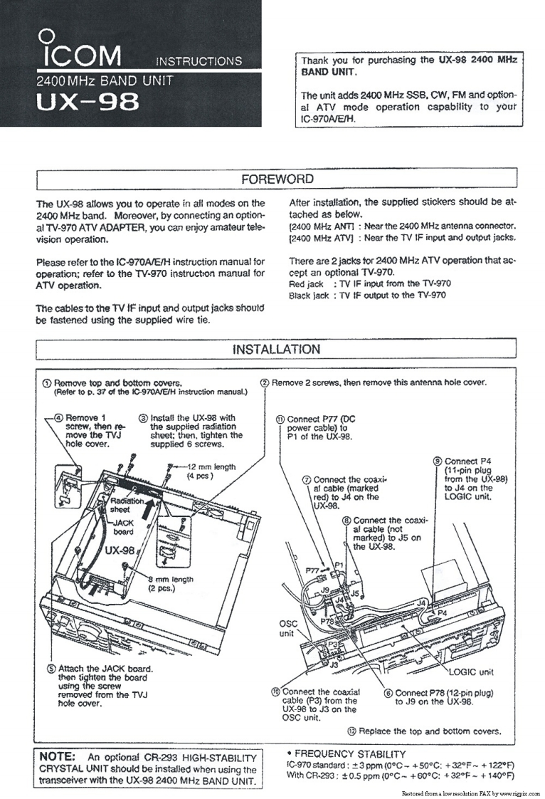 icom_ux98_使用说明书手册