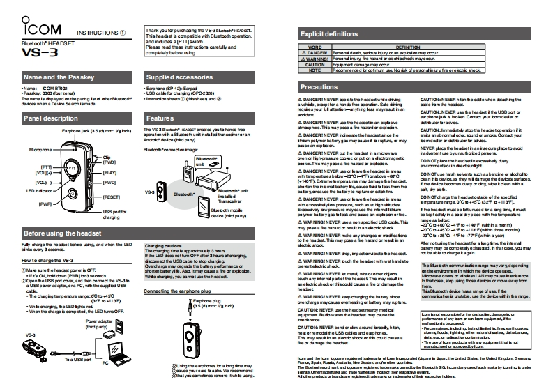 icom_vs3_使用说明书手册