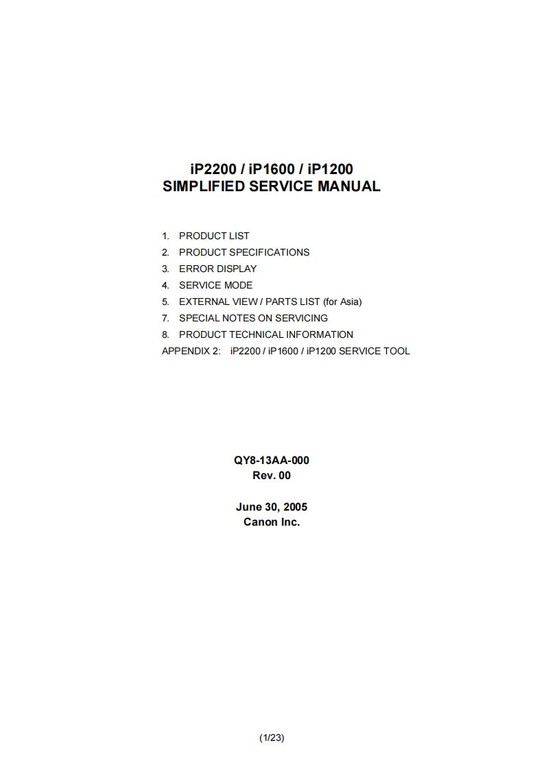 ip1200_2200_1600-s维修说明书手册