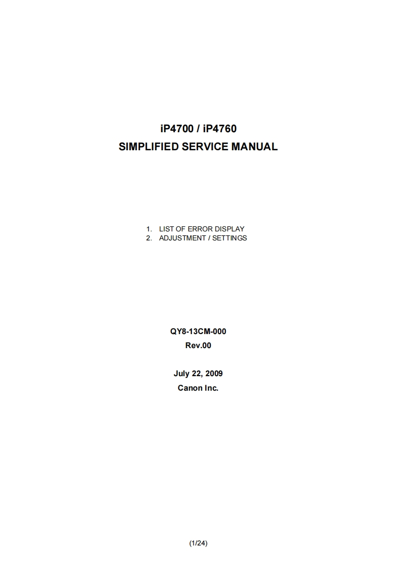 ip4700-s维修说明书手册