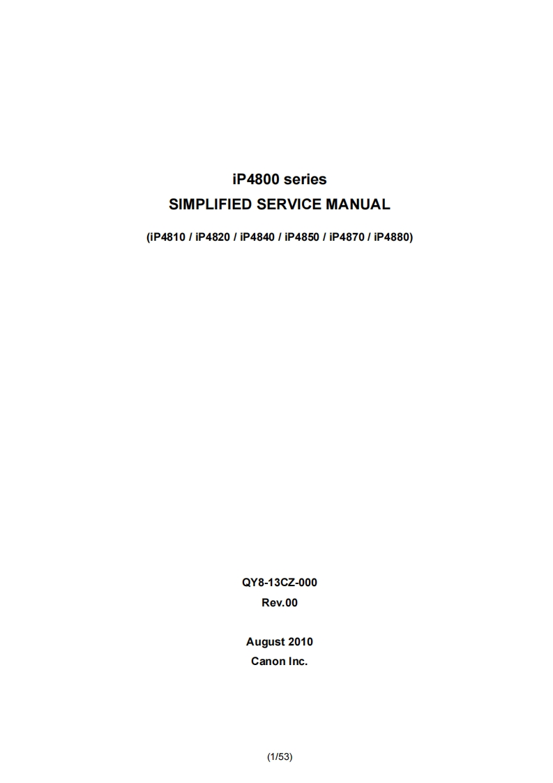 ip4800-s维修说明书手册