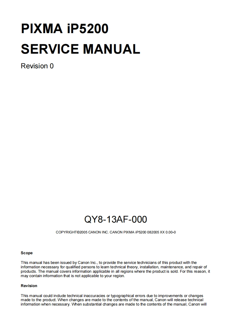 ip5200-维修说明书手册