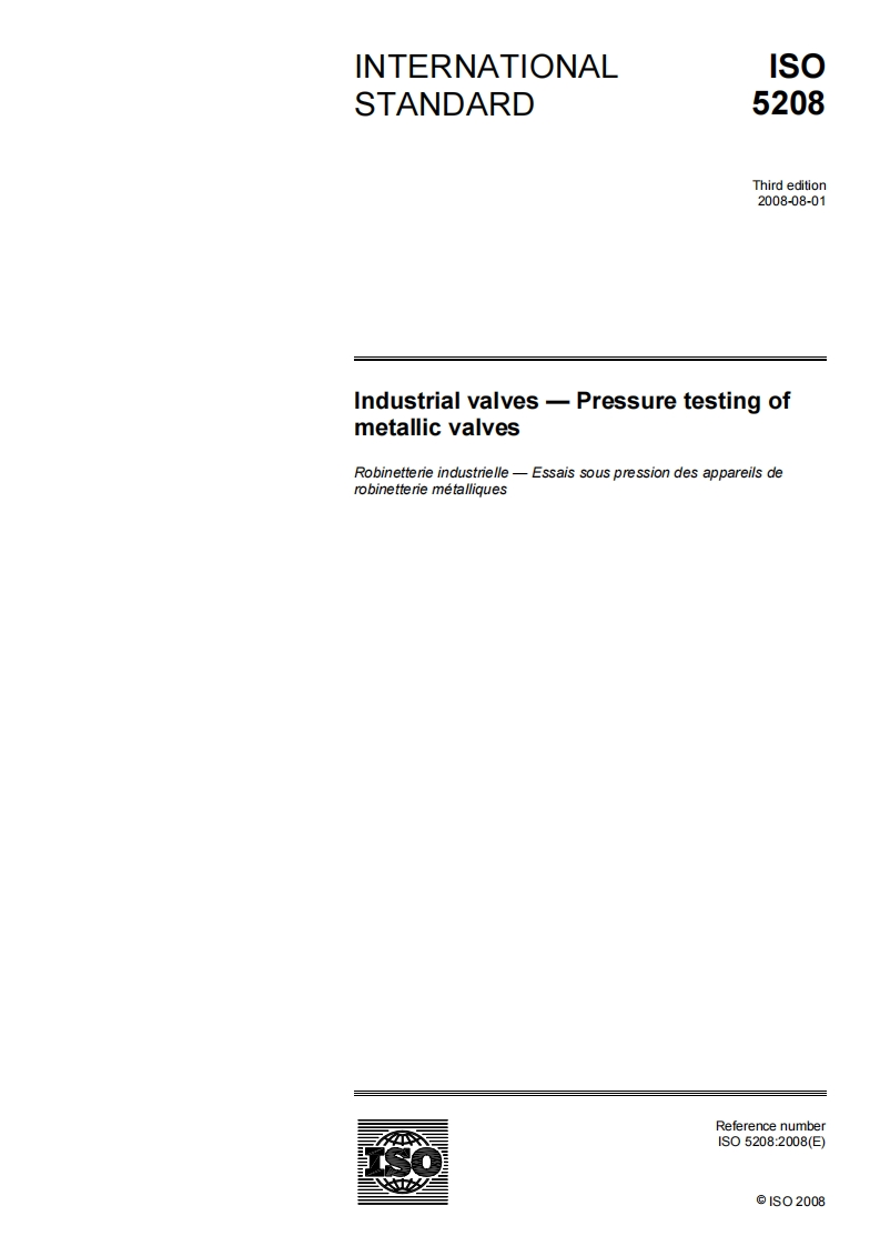 iso-5208-2008-industrial-valves-pressure-testing-of-metallic-valves