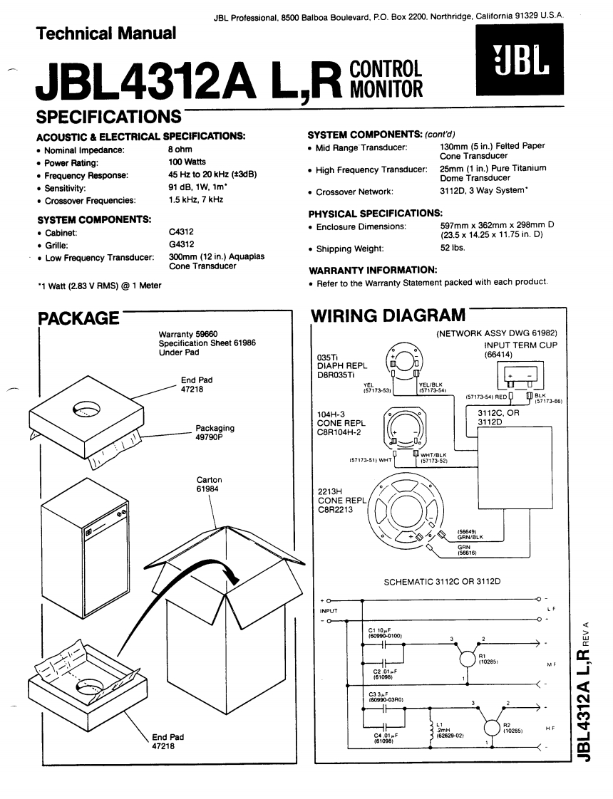 jbl--4312a--维修电器原理图手册--ID15844