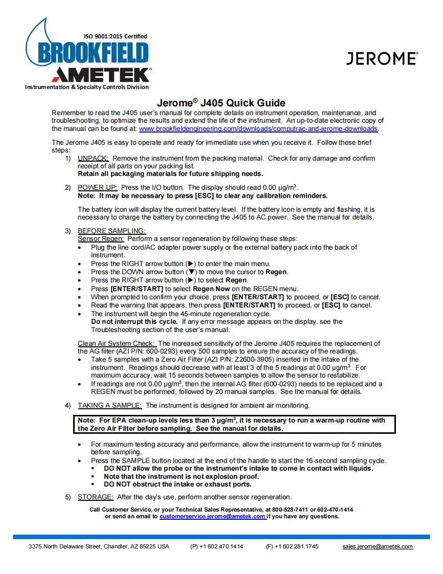 jerome-j405-mercury-analyzer-快速操作说明书手册-700-0100