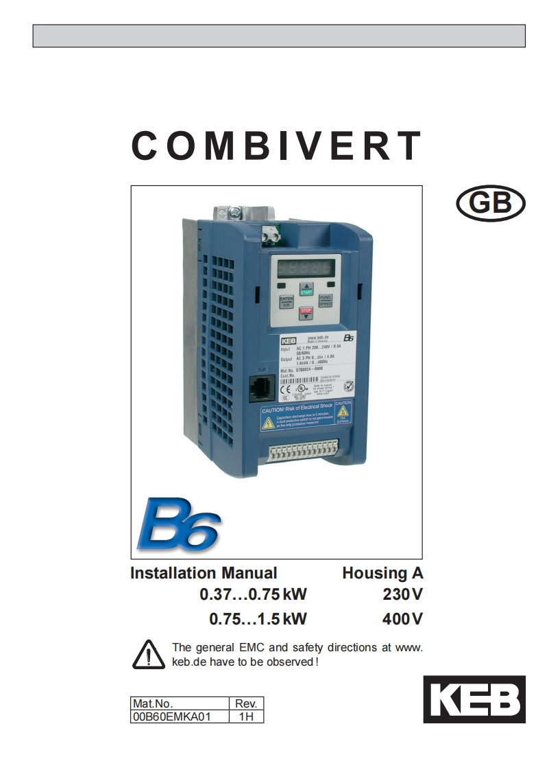 keb-combivert-b6-housing-a-操作说明书手册