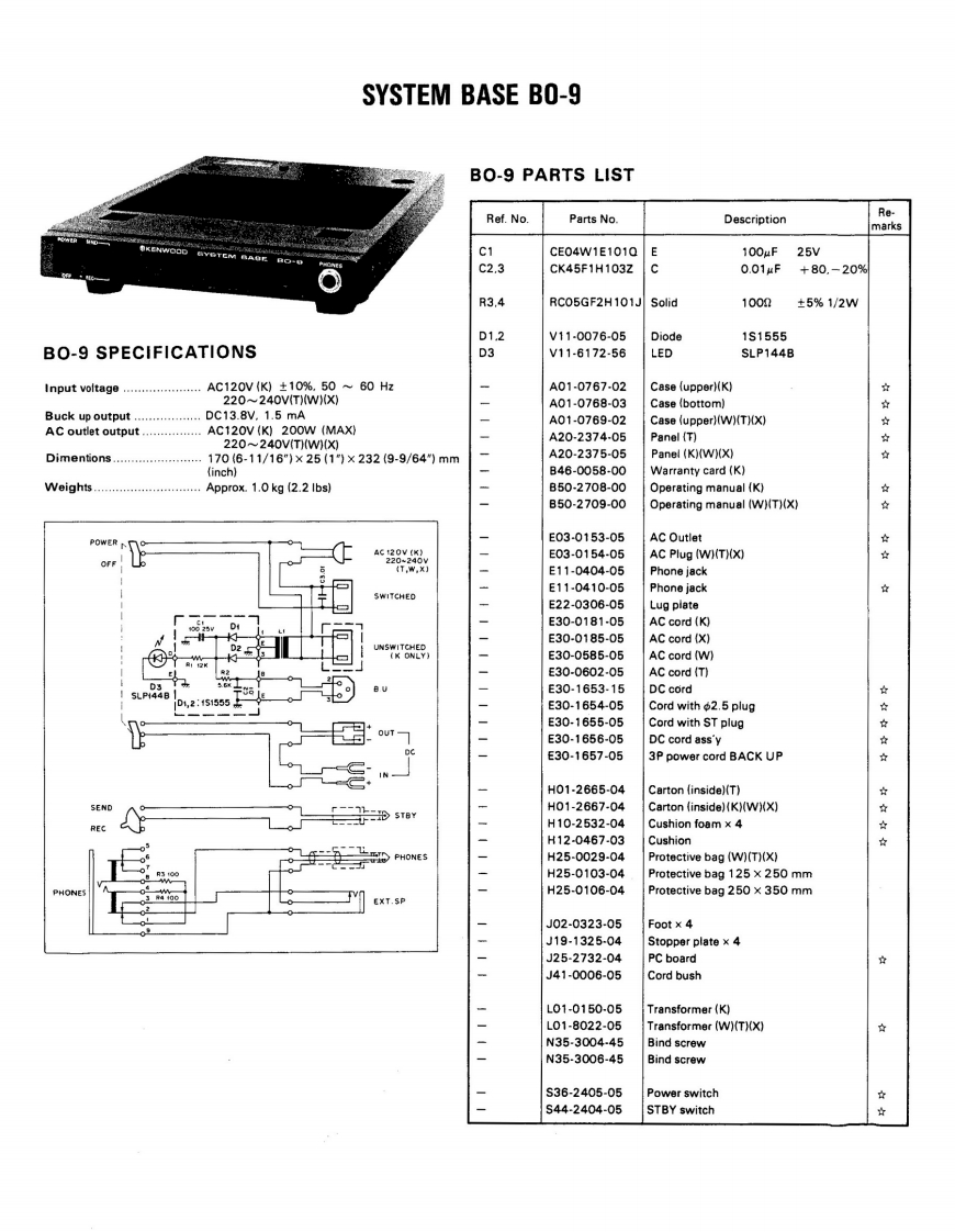 kenwood_bo9_维修手册电器原理图