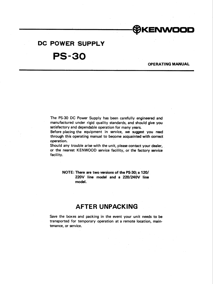 kenwood_ps30_使用说明书手册