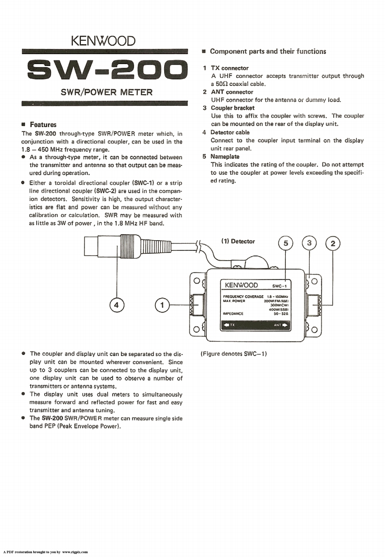 kenwood_sw200_使用说明书手册