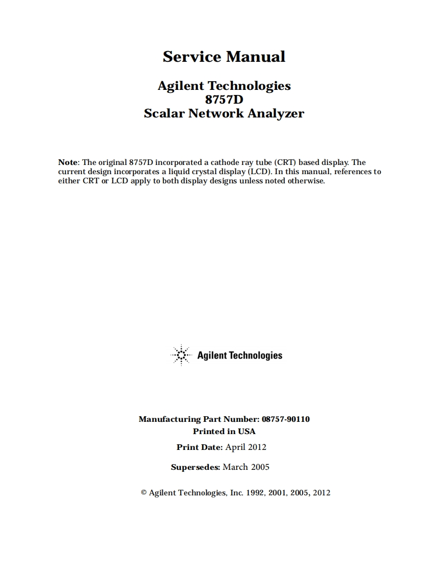 keysight-8757d-service-manual维修维护手册