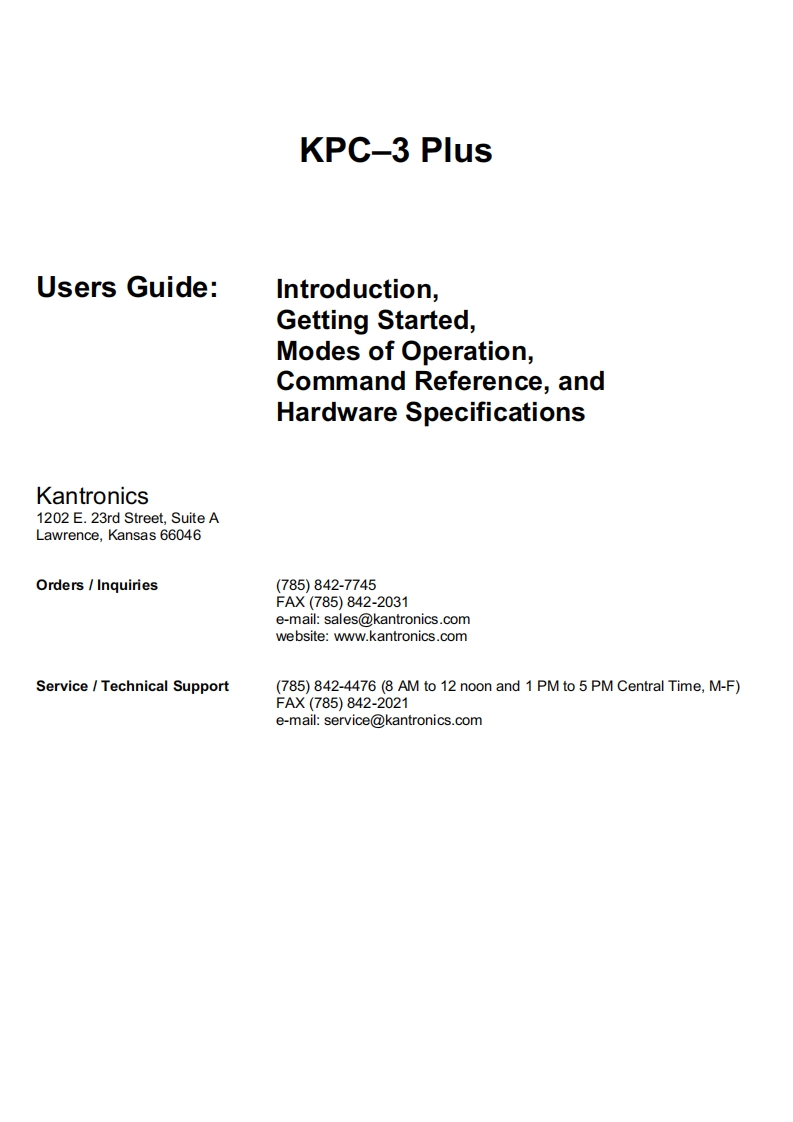 kpc-3plus_manual_RevD操作说明书手册
