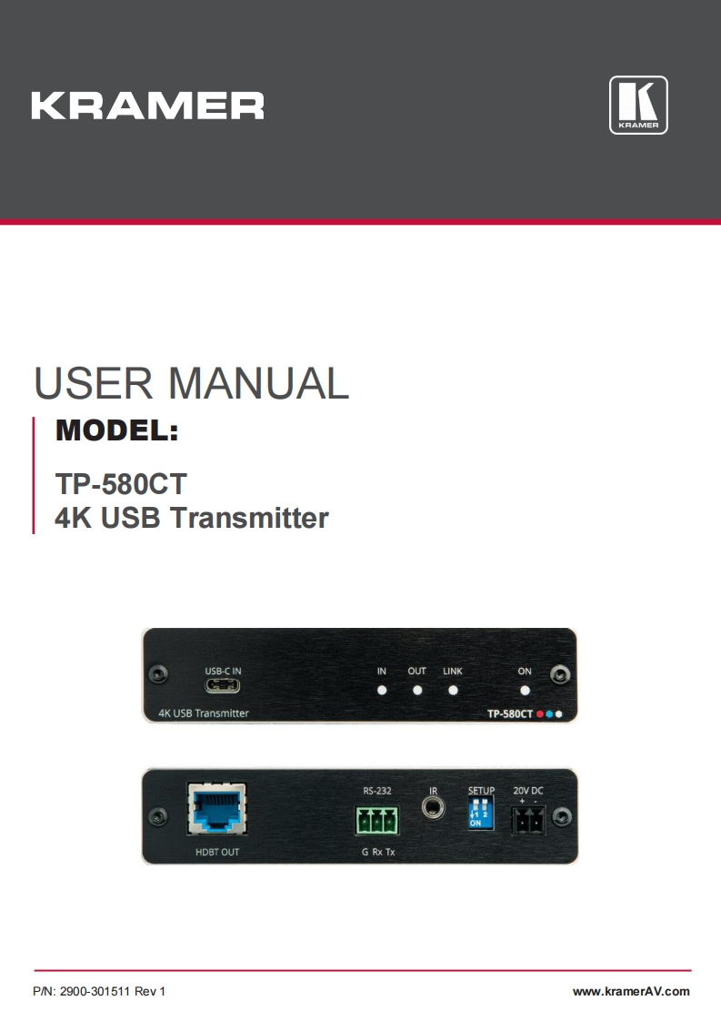 kramerTP580CT操作说明书手册
