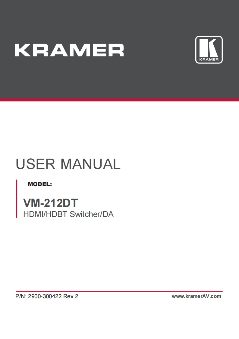 kramerVM212DT操作说明书手册