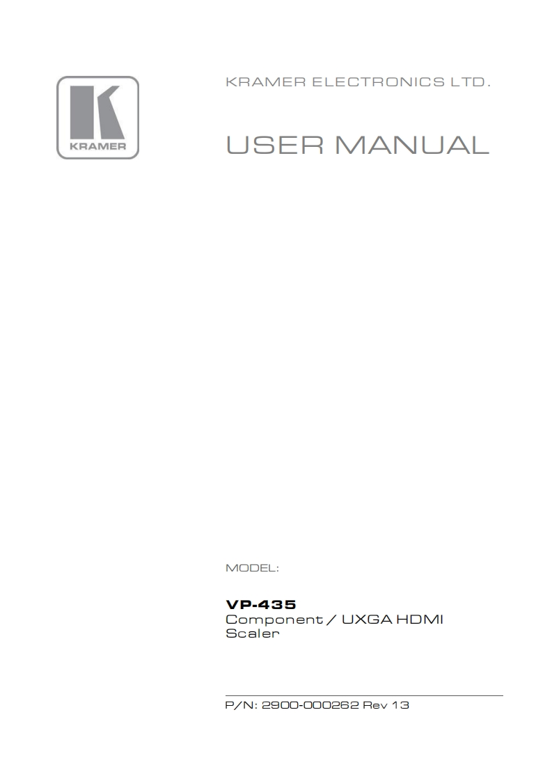 kramerVP435操作说明书手册