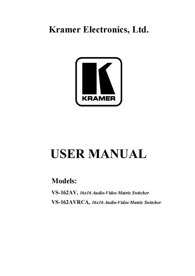 kramerVS162AV操作说明书手册