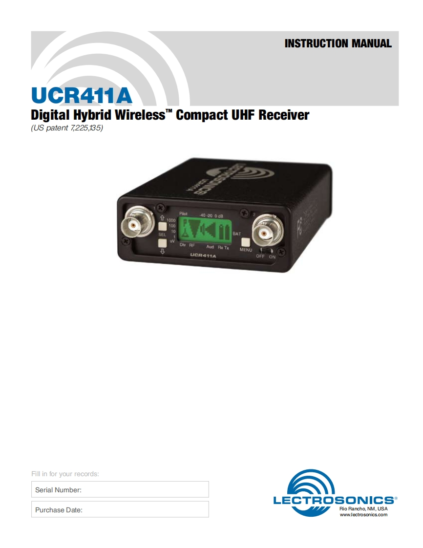 lectrosonics_ucr411a使用说明书手册