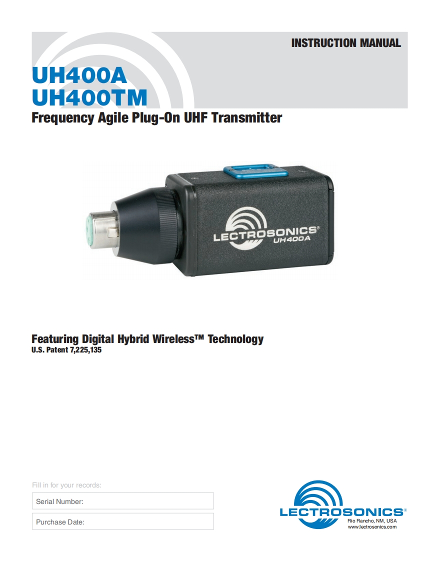lectrosonics_uh400a使用说明书手册