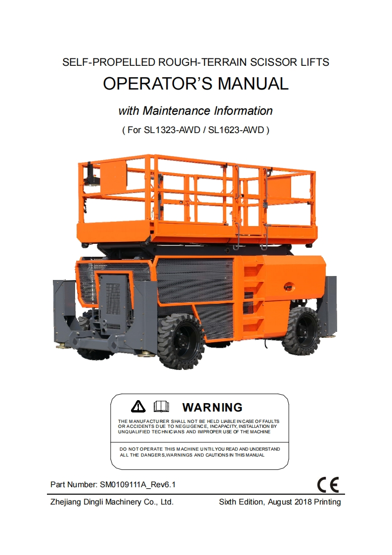 liftx_elevated_platforms_new_zealand_SL1323-AWD-SL1623-AWD-操作与维修手册（SM0109111A_Rev6-1）