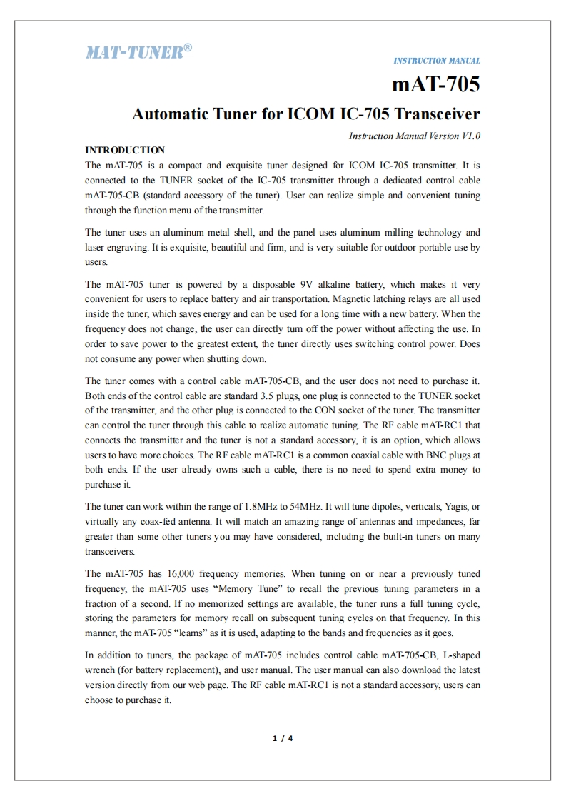 mAT-705_Operation_使用说明书手册_enV1.0