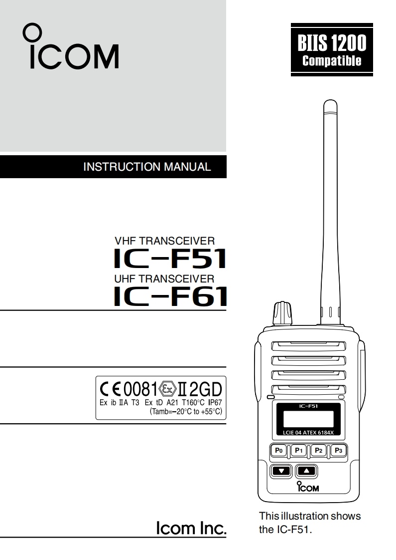 manual-ICOM-F51-ATEX-VHF-Commercial-Handheld-Series---IC-F51-VHF-ATEX.pdf使用说明书手册