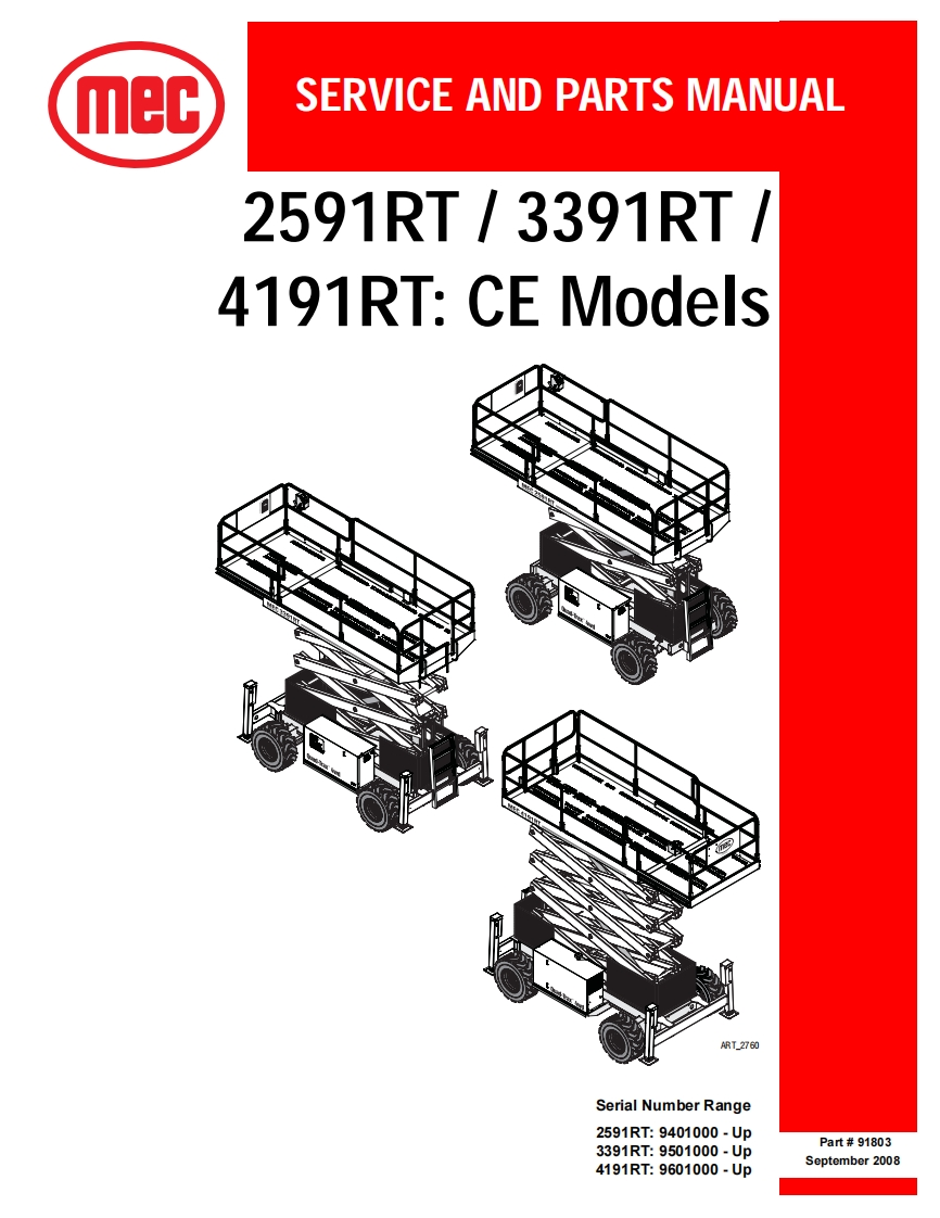 mec--SERV-CE-AND-PARTS-MANUAL-2591-RT_3391RT_-T_-CE-Models-4191R维修图纸手册零部件选型手册