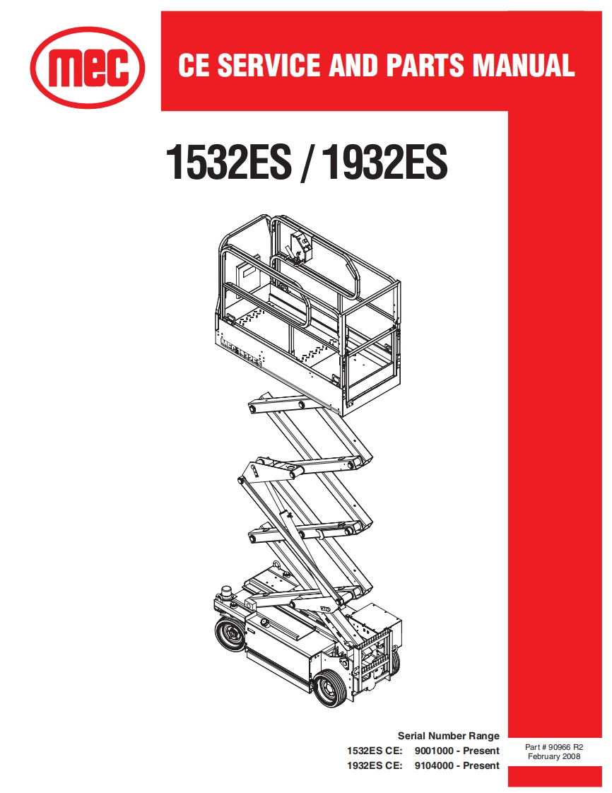 mec-CE-SE-IVICE-AND-PARTS-MANUAL-ES_1932ES-1532维修图纸手册零部件选型手册