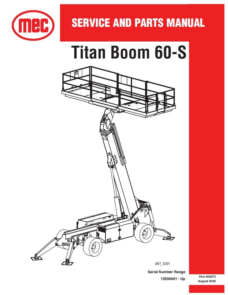 mec-SERV-CE-AND-PARTS-MANUAL-Tita-n-Boom-60-S维修图纸手册零部件选型手册