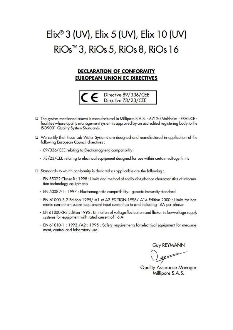 millipore-rios-elix_操作说明书手册