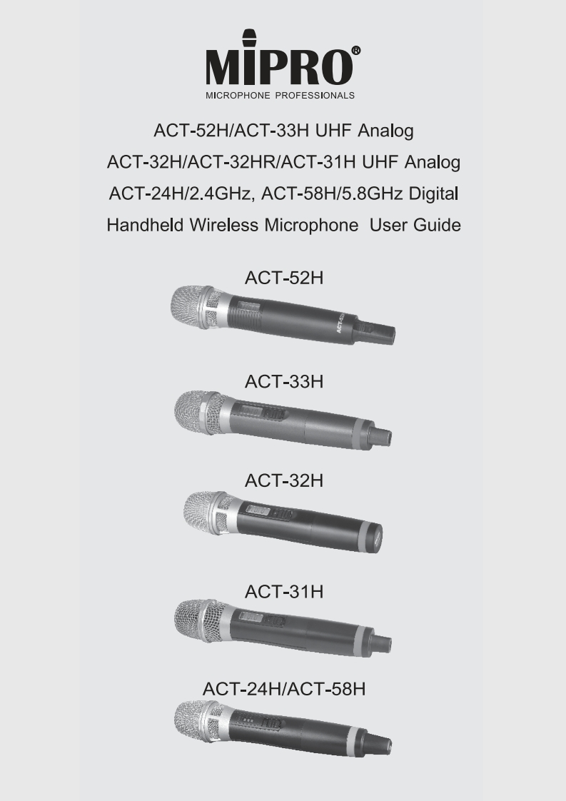 miproACT24H-ACT31H-ACT32H-ACT33H-ACT52H-ACT58H操作说明书手册